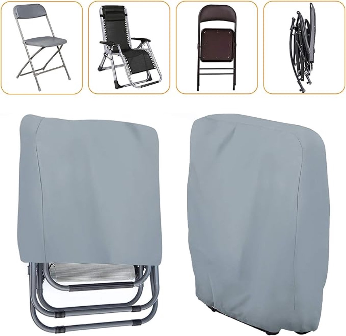Waterproof Chair Cover - Garden Chair Cover - Protective Cover for Garden Furniture - Waterproof Chair Cover - Cover for Folding Chairs - Garden Furniture Cover - Garden Chair Cover - 71x20/34x110cm - For Outdoor Use in the Garden, Balcony or Terrace - Gr