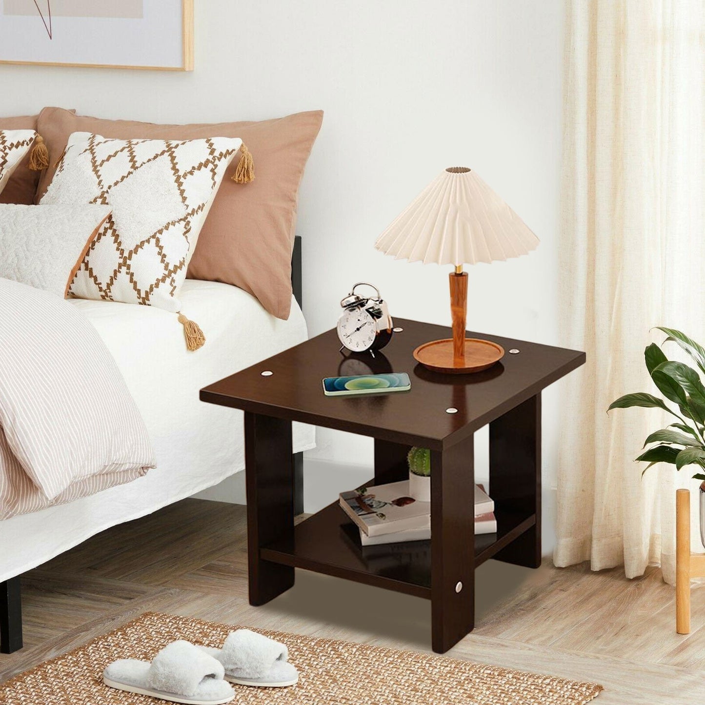 Compact Multi-Functional Side Table – Portable Black Accent for Sofa & Bedside