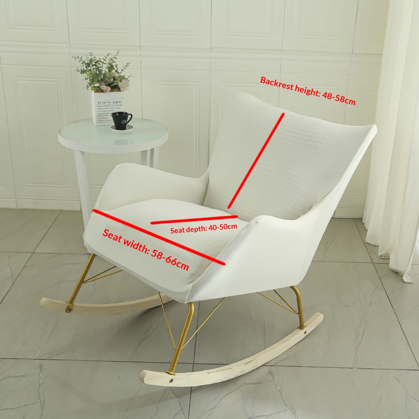 Nursery rocking chair cover, stretchable rocking chair cover, living room, bedroom, office accent armrest chair cover, beige