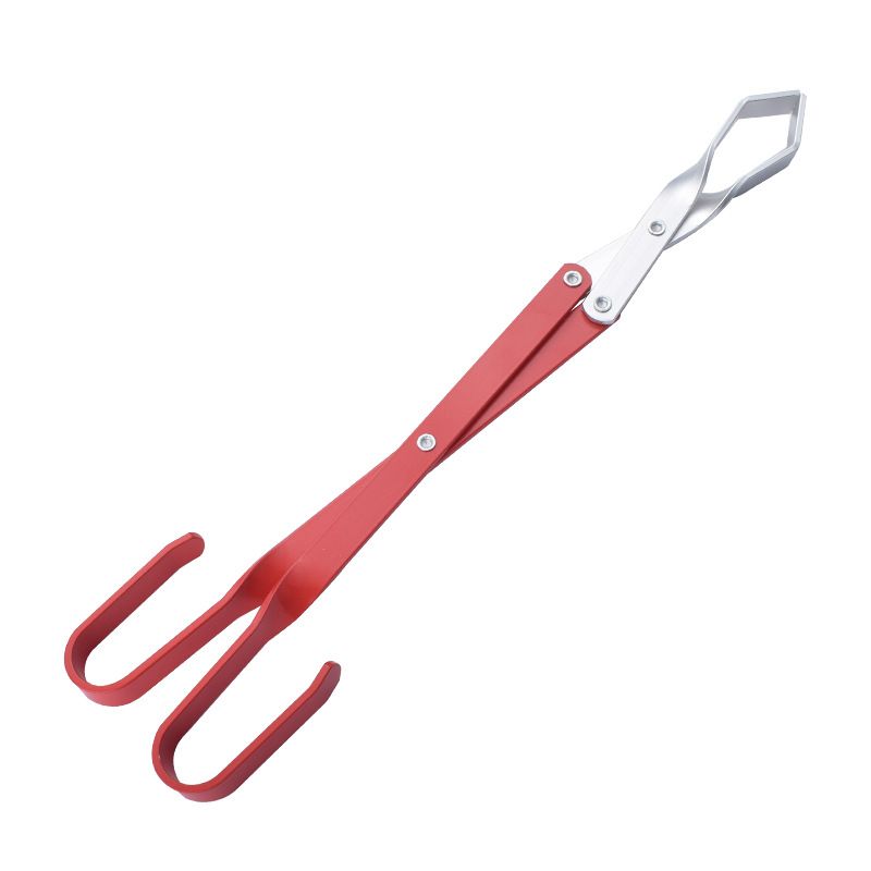 Charcoal Clip Small Long Bbq Tongs with Wood Handle, Metal Barbecue Clip for Grilling and Outdoor Camping Bonfire Accessories