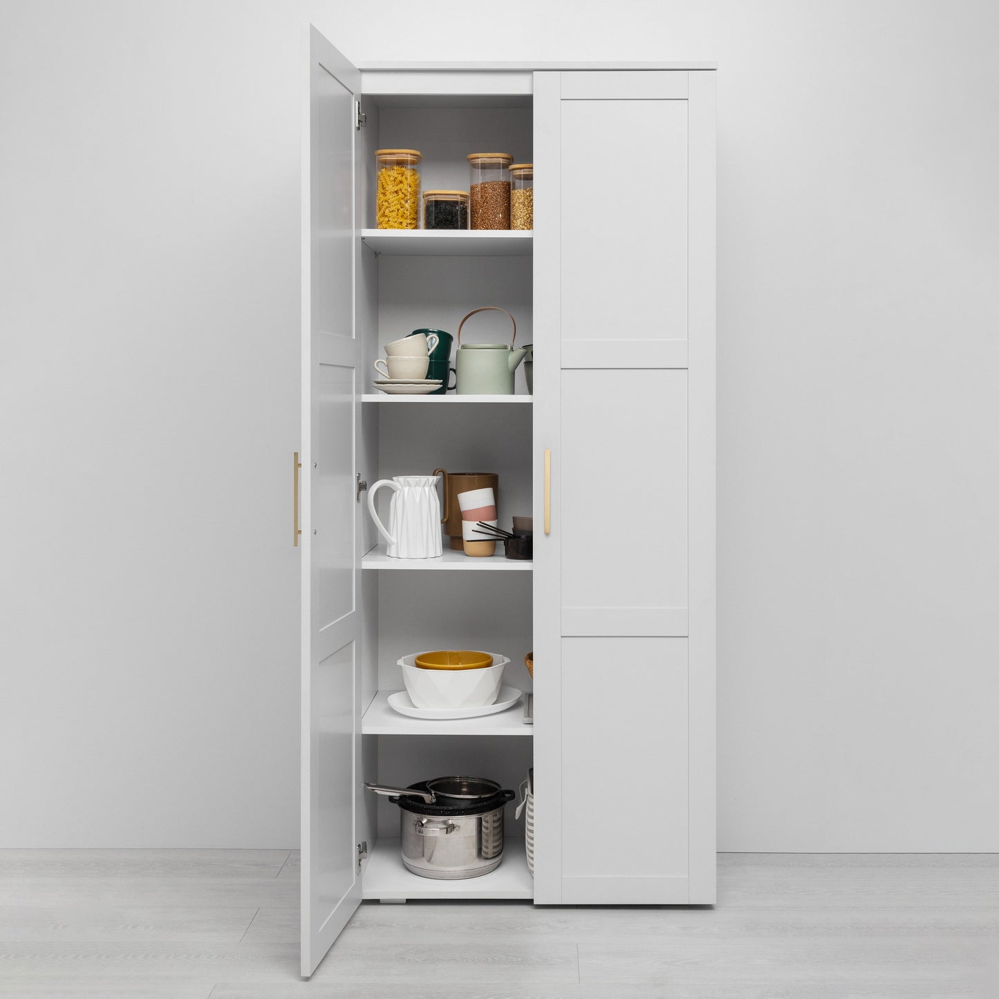 STOCKHOLM STORAGE CUPBOARD HAMPTONS - WHITE - BRASS AND BLACK