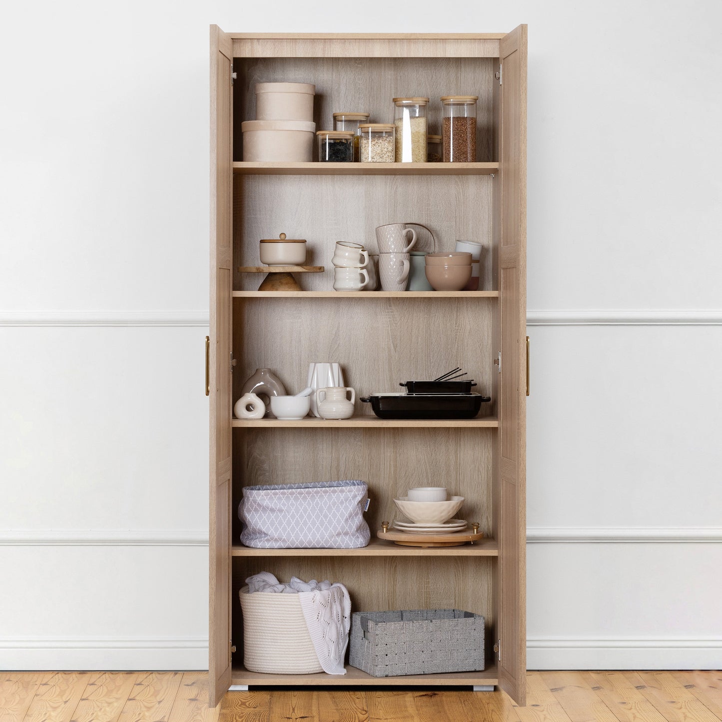 STOCKHOLM STORAGE CUPBOARD HAMPTONS - NATURAL OAK