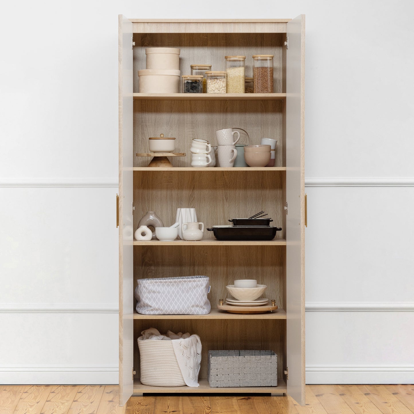 STOCKHOLM STORAGE CUPBOARD SLIM & HAMPTONS - NATURAL OAK