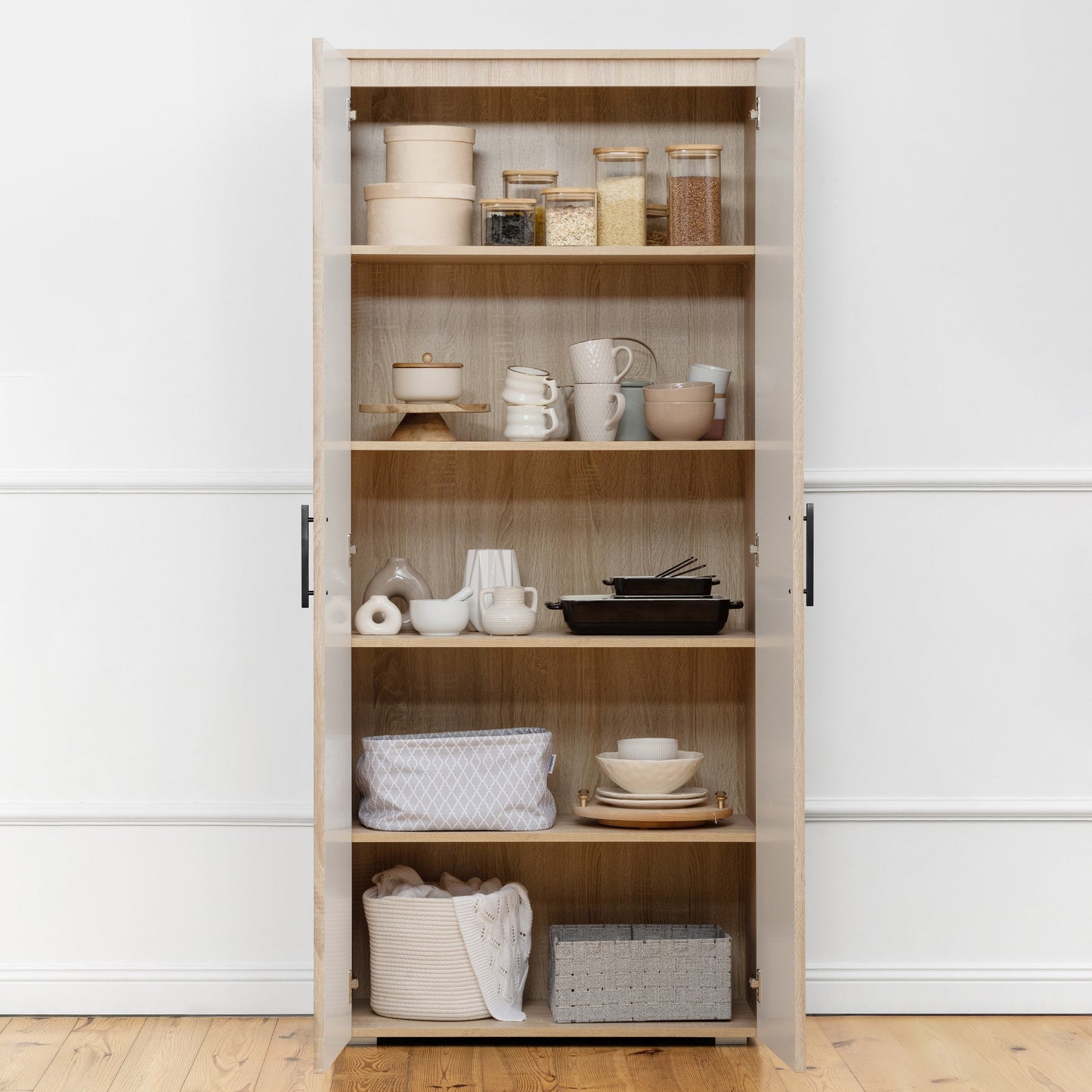 STOCKHOLM STORAGE CUPBOARD SLIM & HAMPTONS - NATURAL OAK