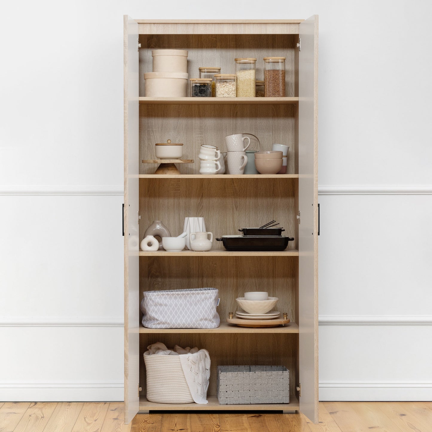 STOCKHOLM STORAGE CUPBOARD SLIM & HAMPTONS - NATURAL OAK