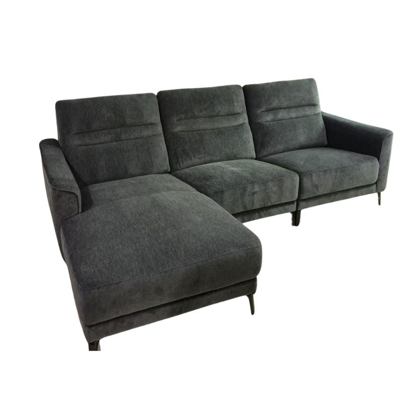 L-Shaped Chaise Sofa – Fabric, Charcoal Grey