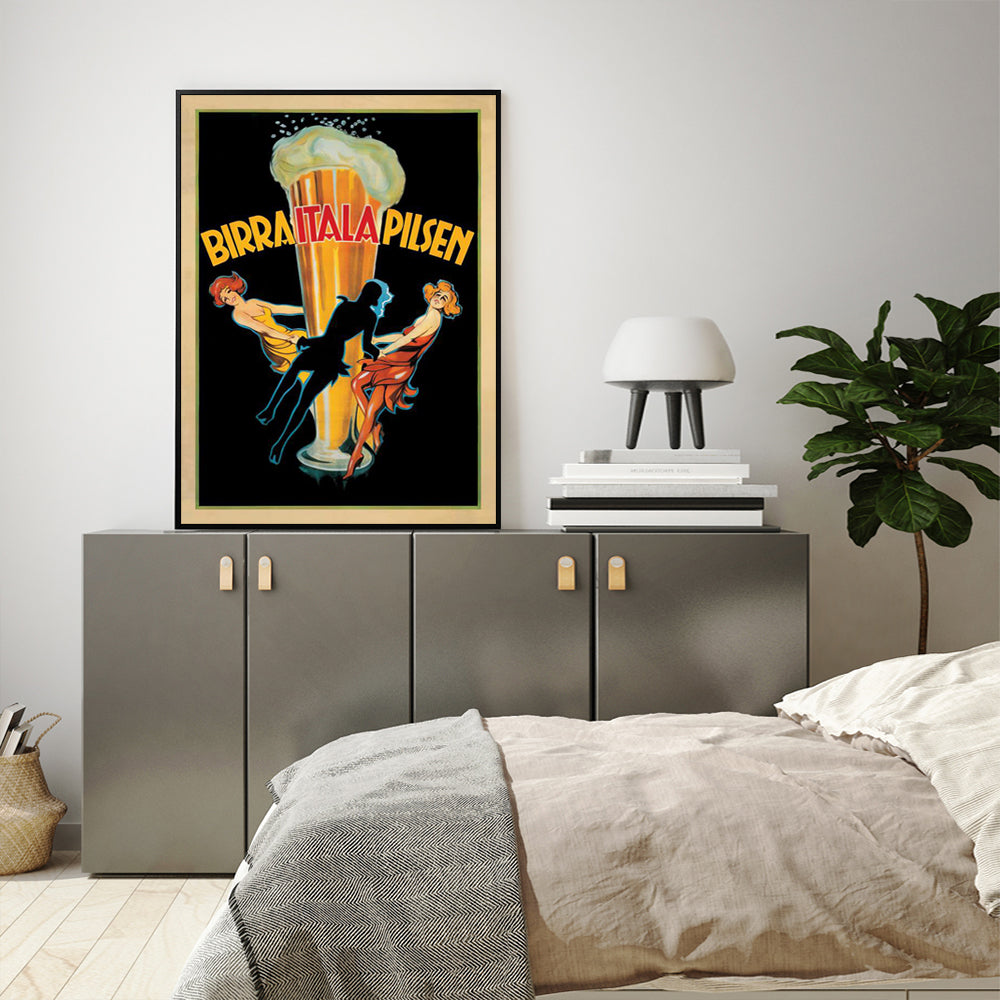 Wall Art Birra Itala Pilsen Black Frame Canvas