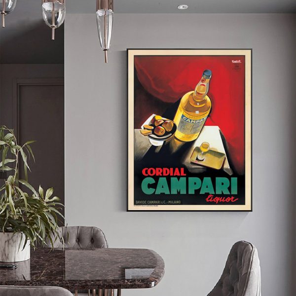 Wall Art Cordial Campari Liquor Black Frame Canvas