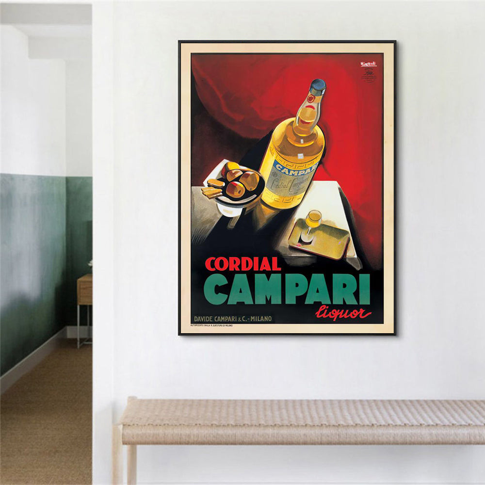 Wall Art Cordial Campari Liquor Black Frame Canvas