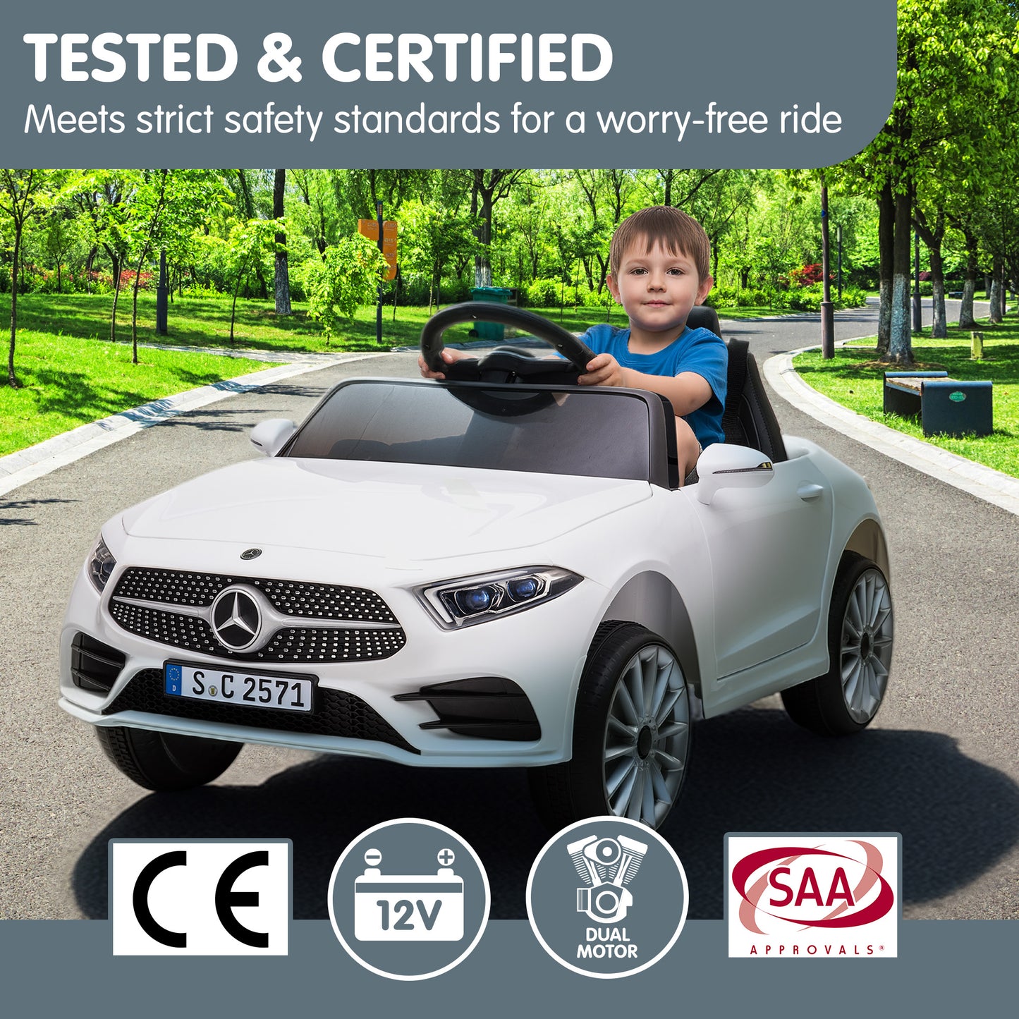 Mercedes Benz CLS 350 Kids Electric Ride-On Car – Remote Control, White