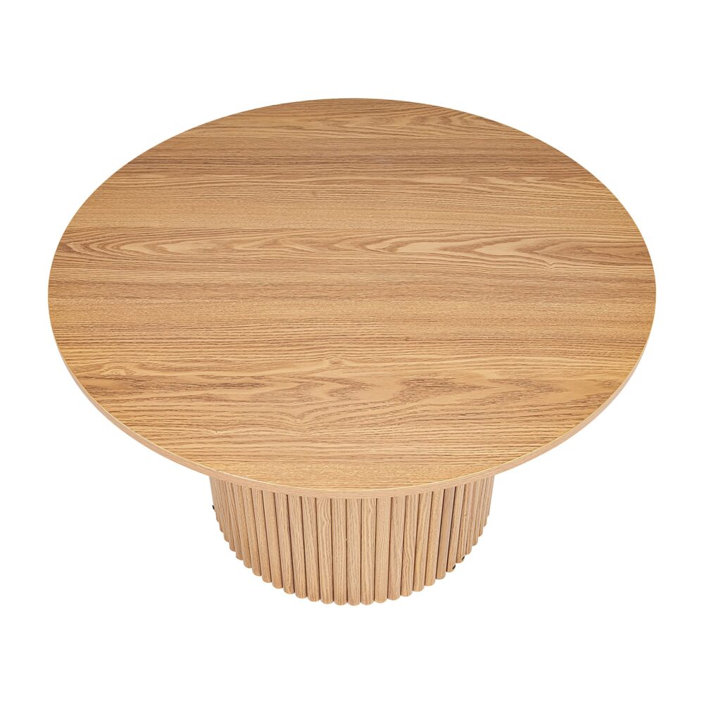 Luxe Ribbed Texture Wooden Coffee Table