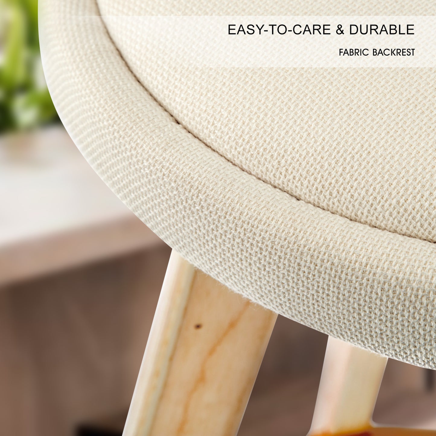 2X Wooden Bar Stool Dining Chair Fabric Leather LEILA 72cm