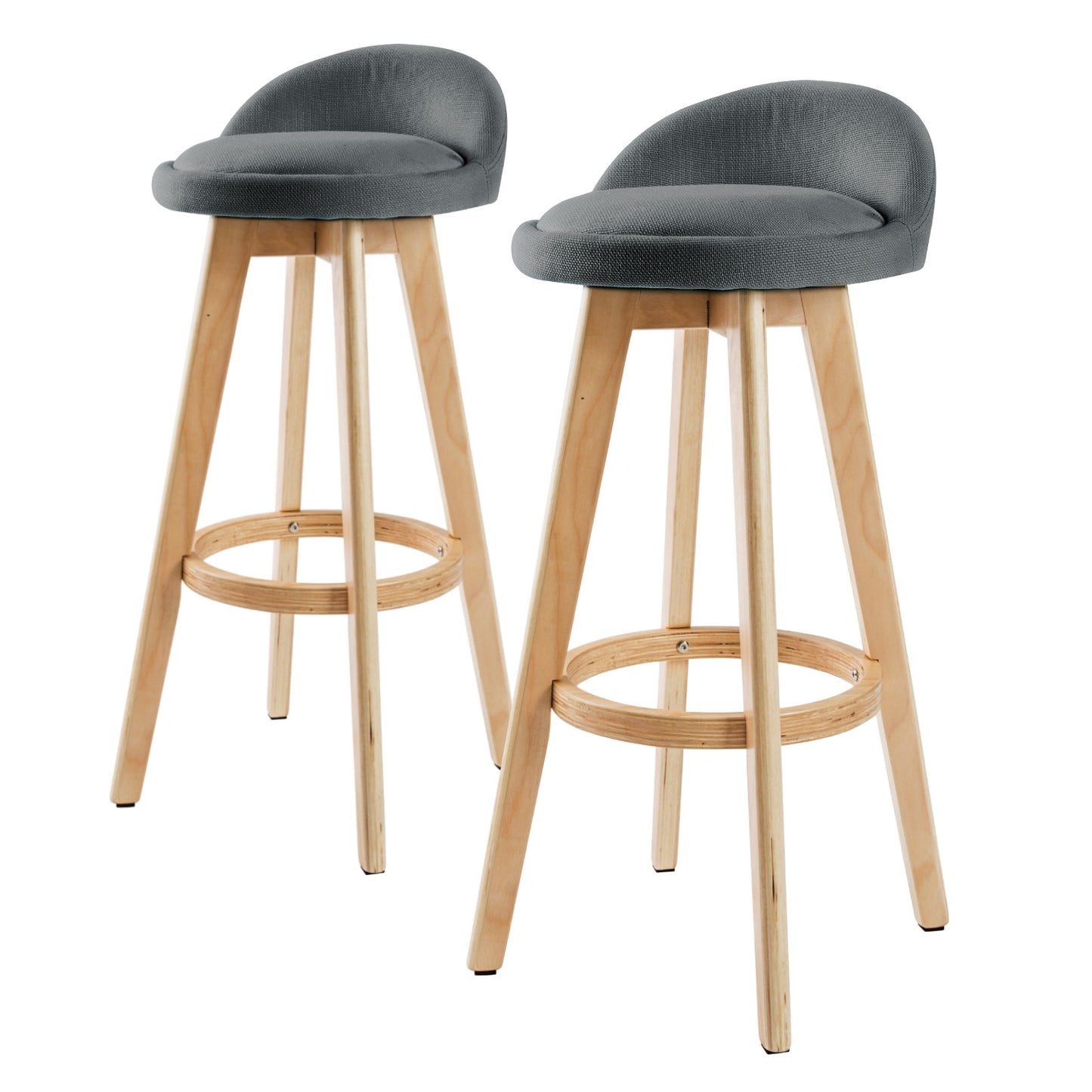 2X Wooden Bar Stool Dining Chair Fabric Leather LEILA 72cm