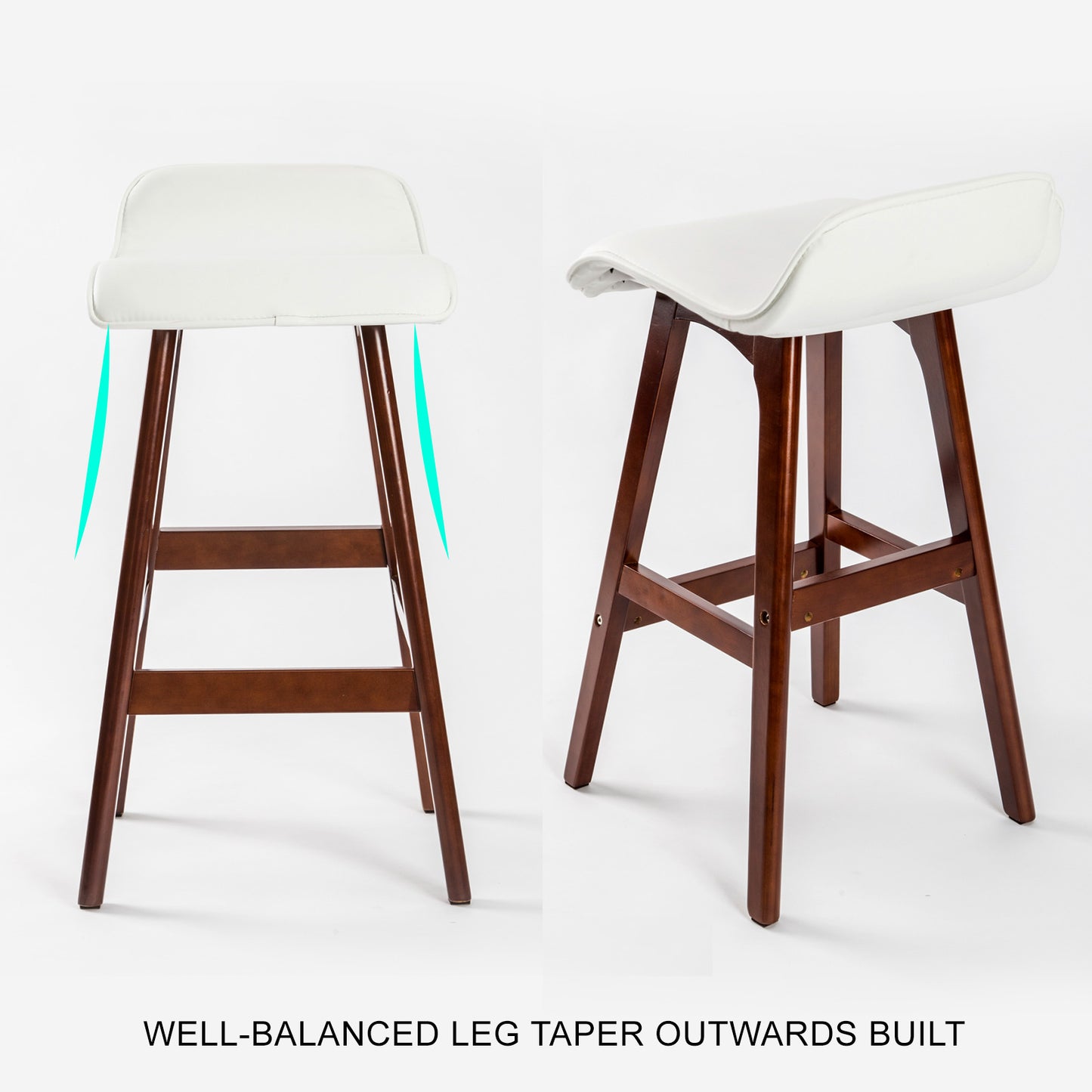 2X Wooden Bar Stool Dining Chair Leather SOPHIA 65cm