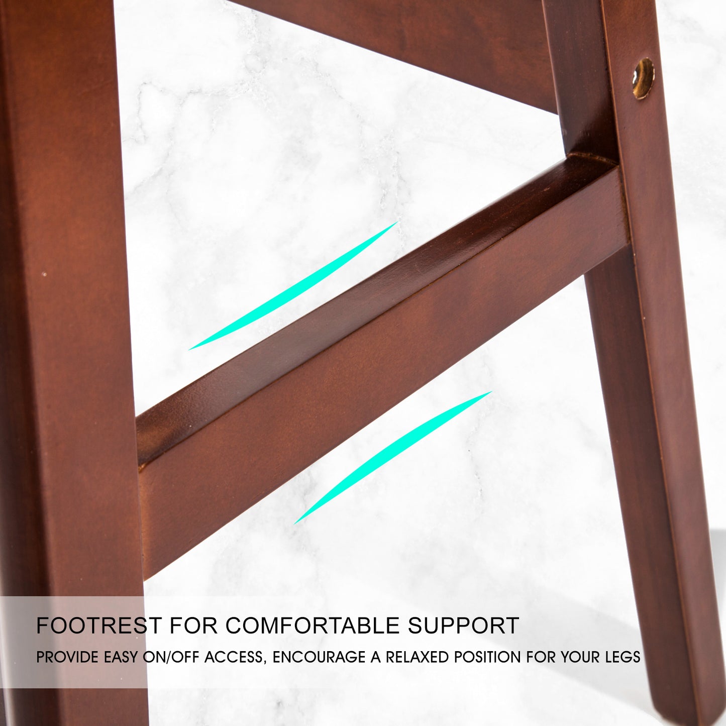 2X Wooden Bar Stool Dining Chair Leather SOPHIA 65cm