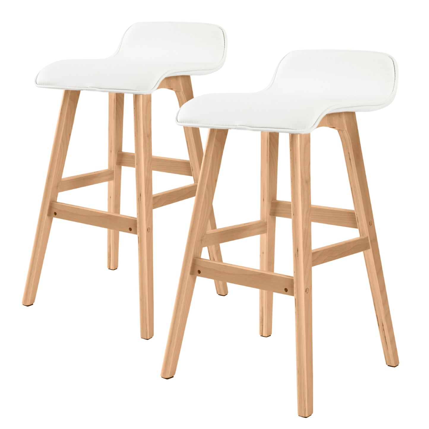 2X Wooden Bar Stool Dining Chair Leather SOPHIA 65cm