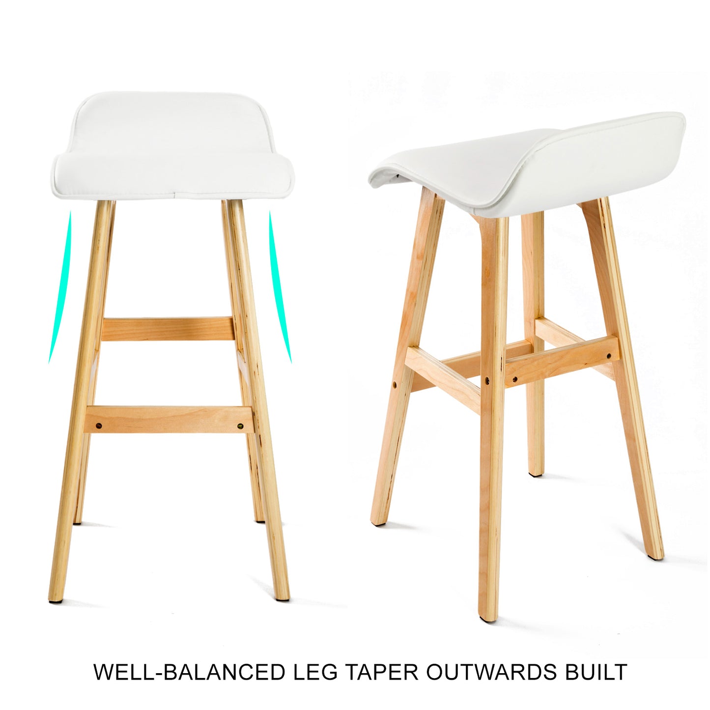 2X Wooden Bar Stool Dining Chair Leather SOPHIA 65cm
