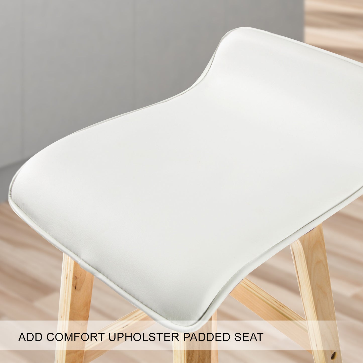 2X Wooden Bar Stool Dining Chair Leather SOPHIA 65cm