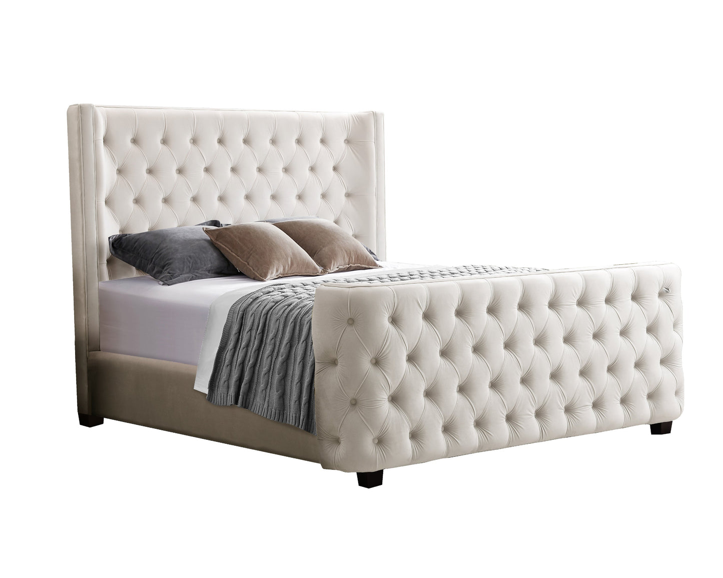 Milan Velvet Tufted Headboard and End board Bed Frame