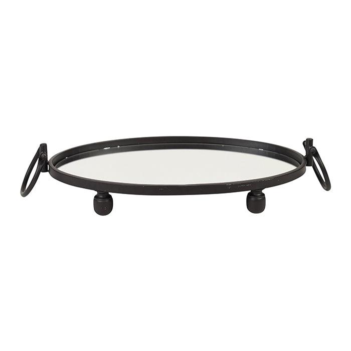 Eliza Oval Iron Mirror Tray with Handles