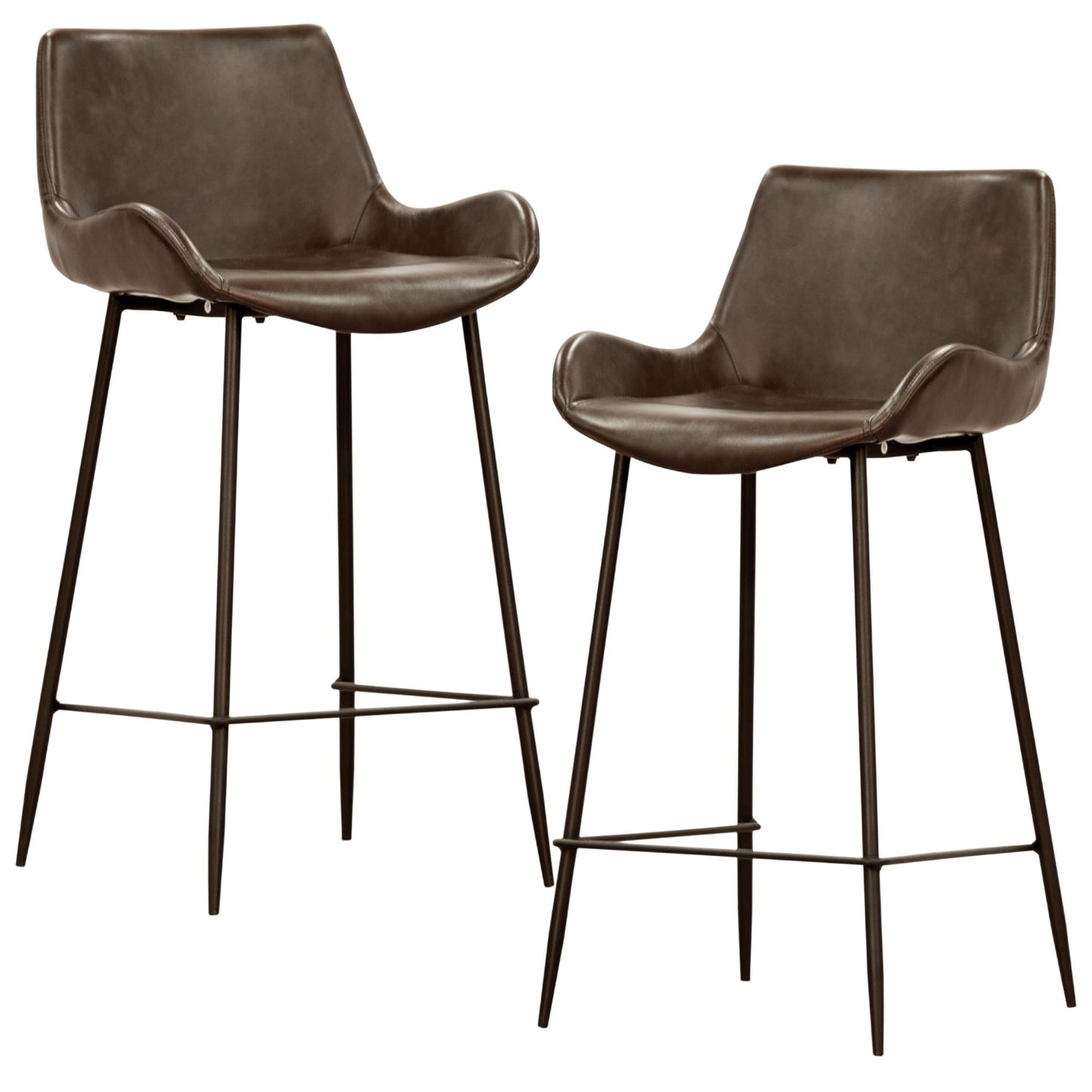 Brando Set of 2 PU Leather Upholstered Bar Chair Metal Leg Stool