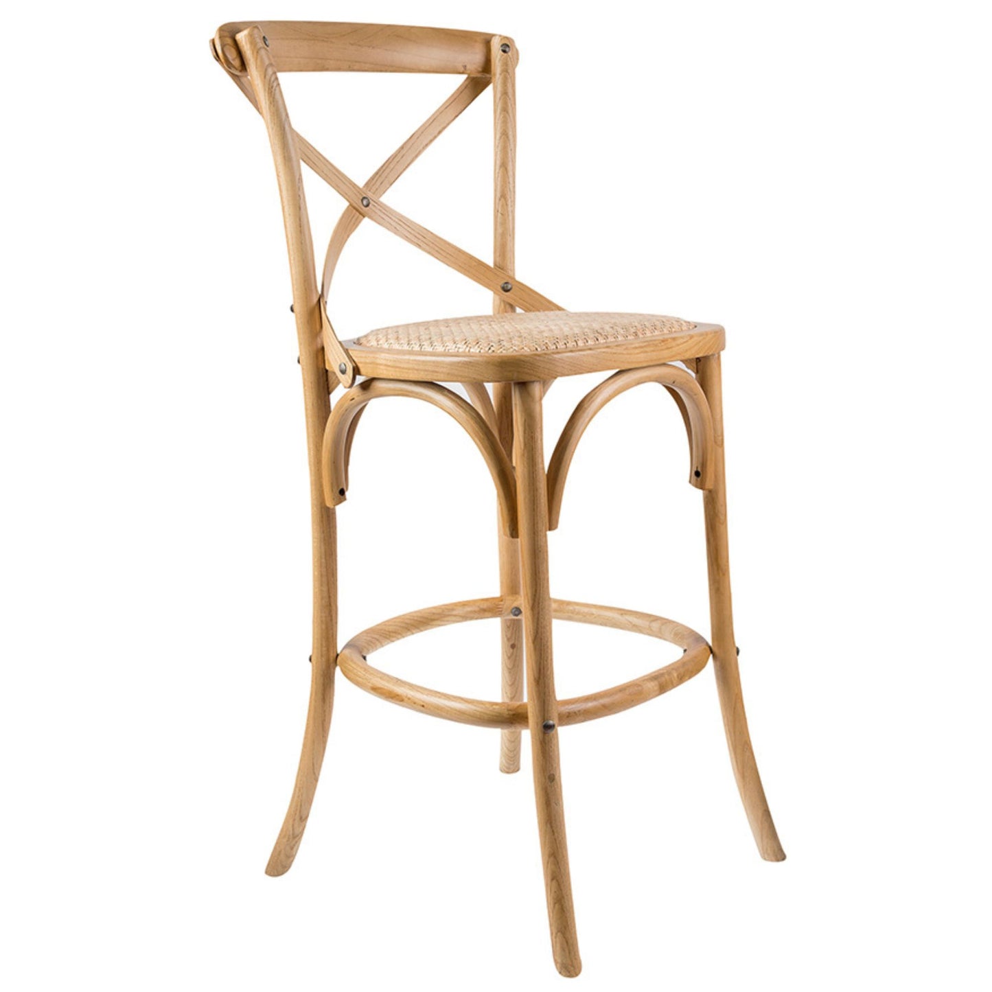 Aster Crossback Dining Chair and Bar Stool Set Solid Birch Timber Rattan Seat