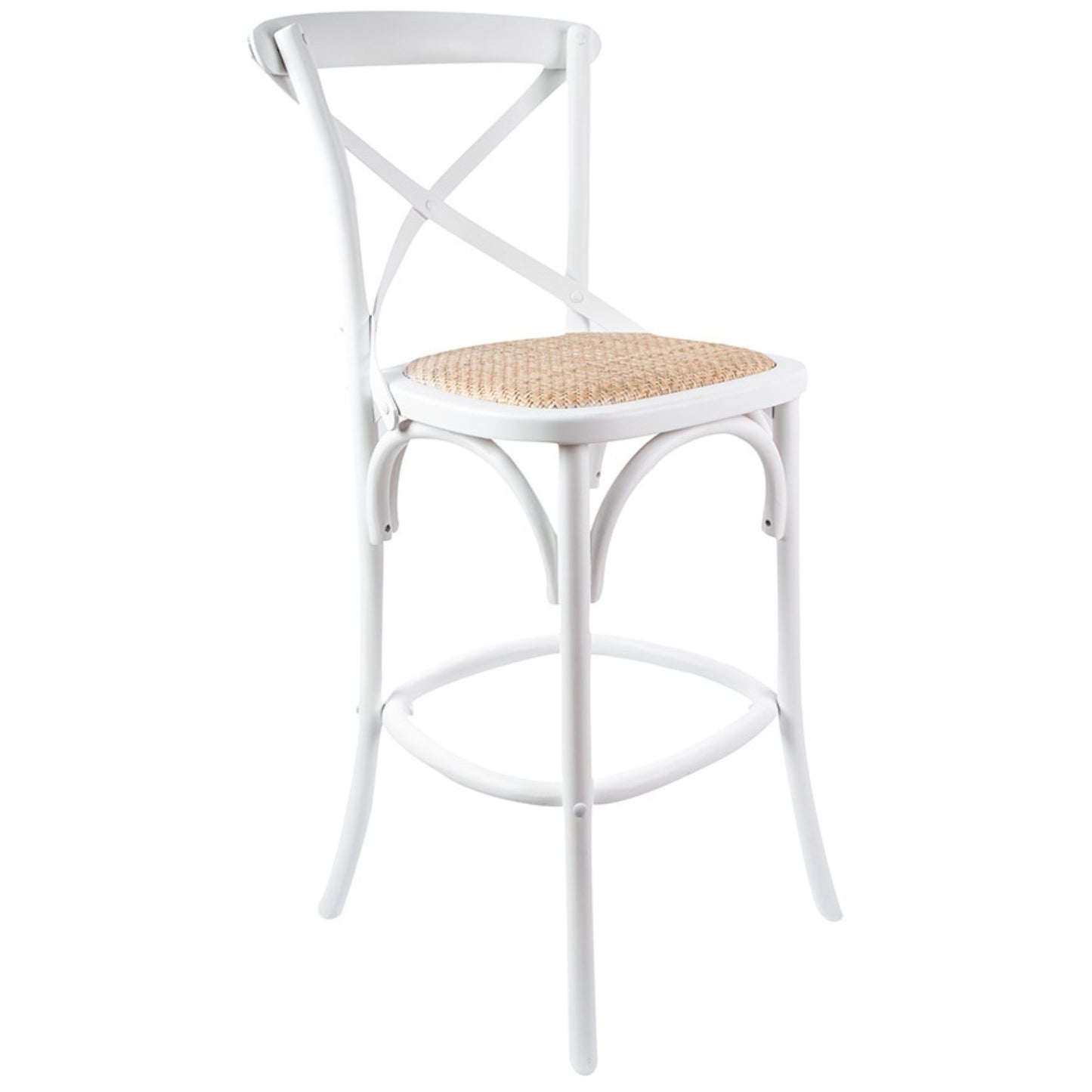 Aster Crossback Dining Chair and Bar Stool Set Solid Birch Timber Rattan Seat
