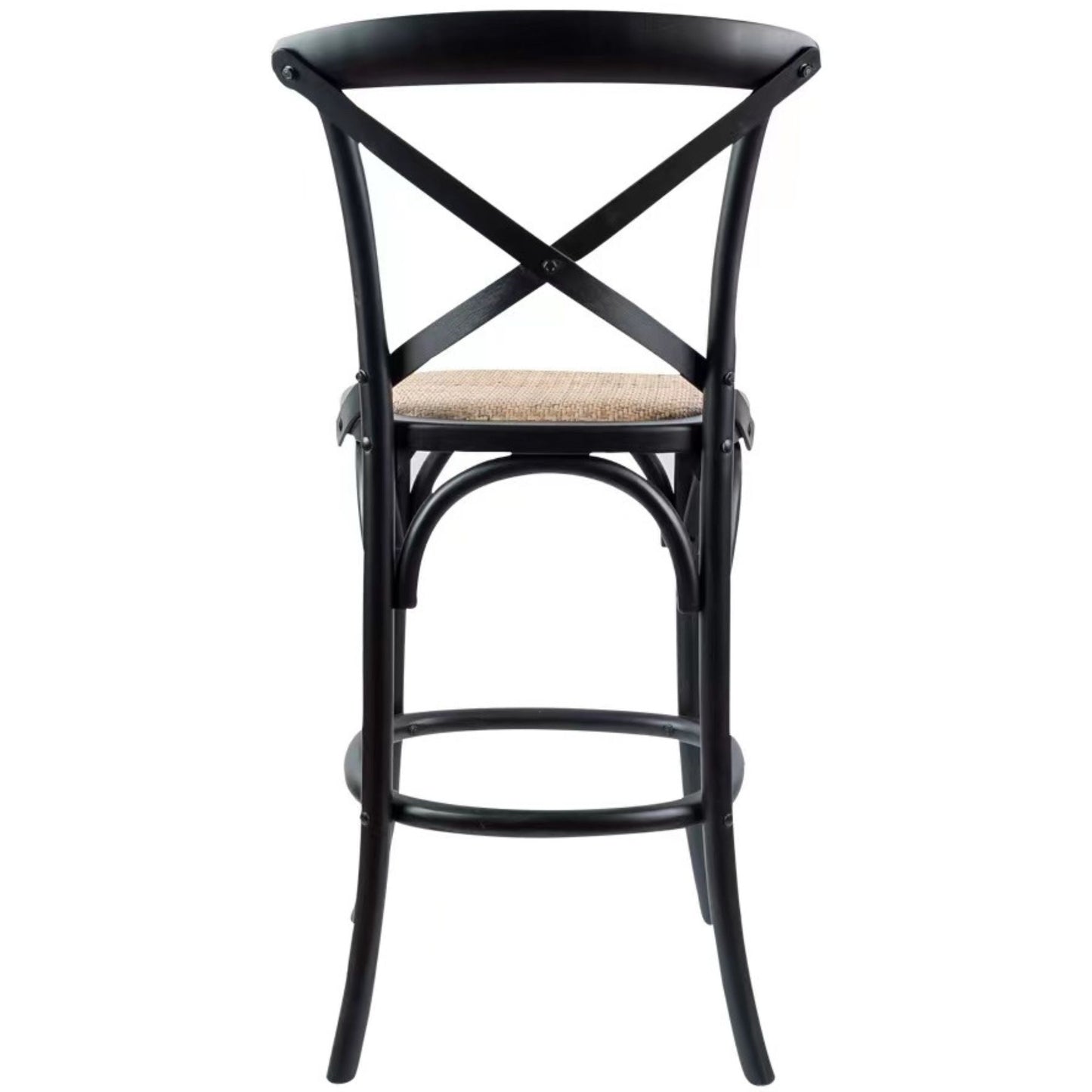 Aster Crossback Dining Chair and Bar Stool Set Solid Birch Timber Rattan Seat