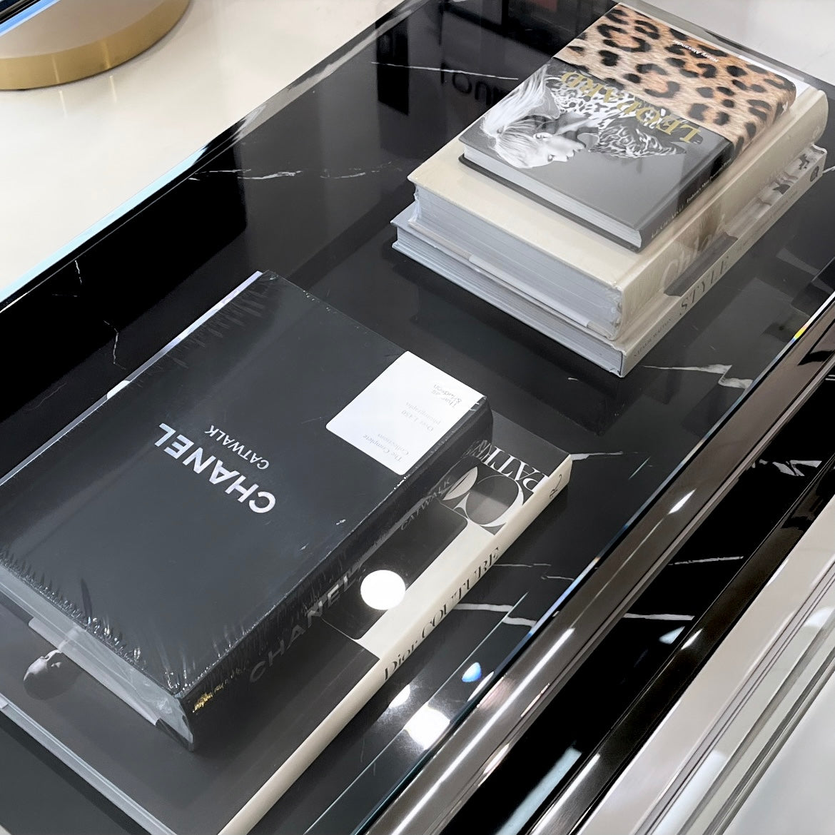 Vogue Coffee Table – Black Marble & Glass, 100cm
