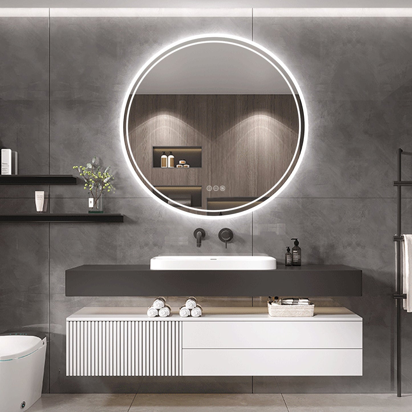 Interior Ave - LED Round Frameless Salon / Bathroom Wall Mirror