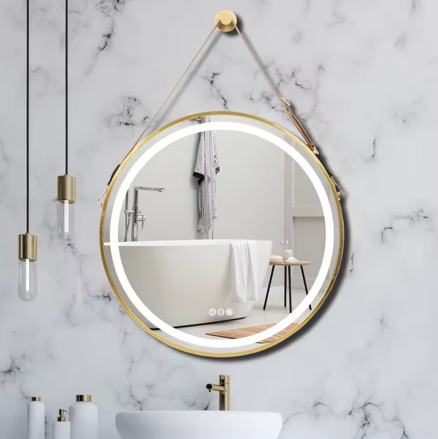 Interior Ave - LED Round Hanging Salon / Bathroom Wall Mirror