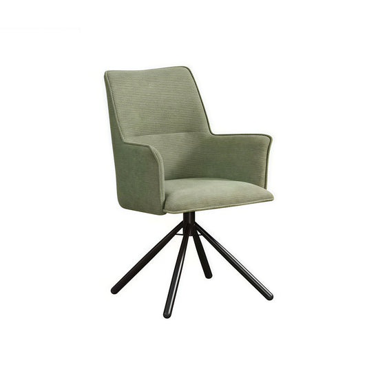 Jacob Dining Chair – Green Linen Upholstery, Powder Coated Iron Legs