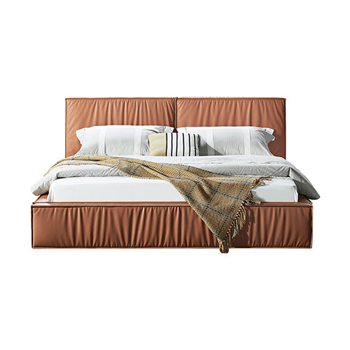 Louis Bed Frame PU Leather KD Slat in Wooden Legs
