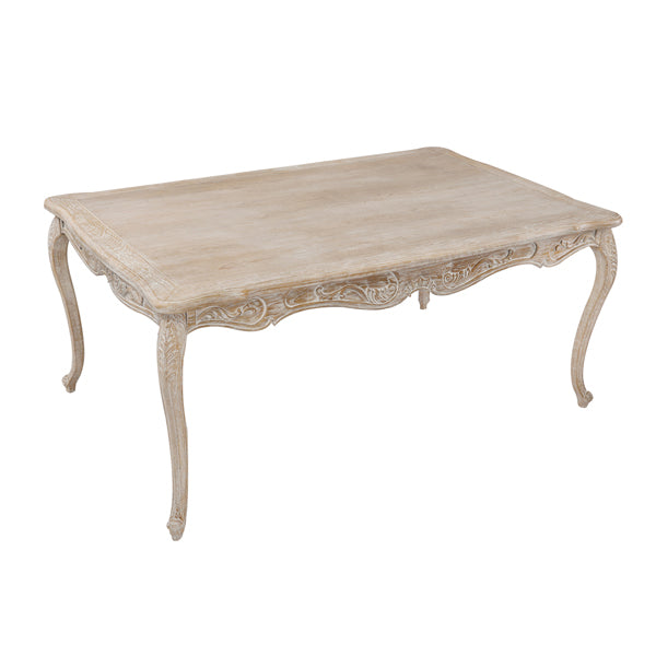 Oak Wood White Washed Finish Arm Chair Dining Set