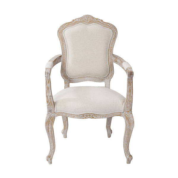 Oak Wood White Washed Finish Arm Chair Dining Set