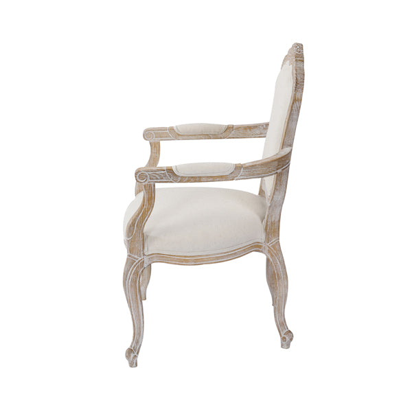 Oak Wood White Washed Finish Arm Chair Dining Set