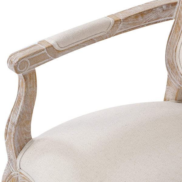 Oak Wood White Washed Finish Arm Chair Dining Set