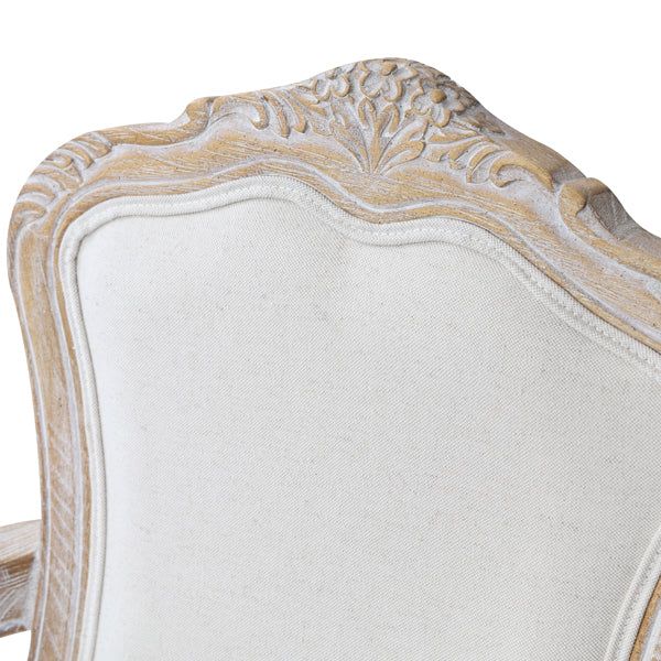 Oak Wood White Washed Finish Arm Chair Dining Set