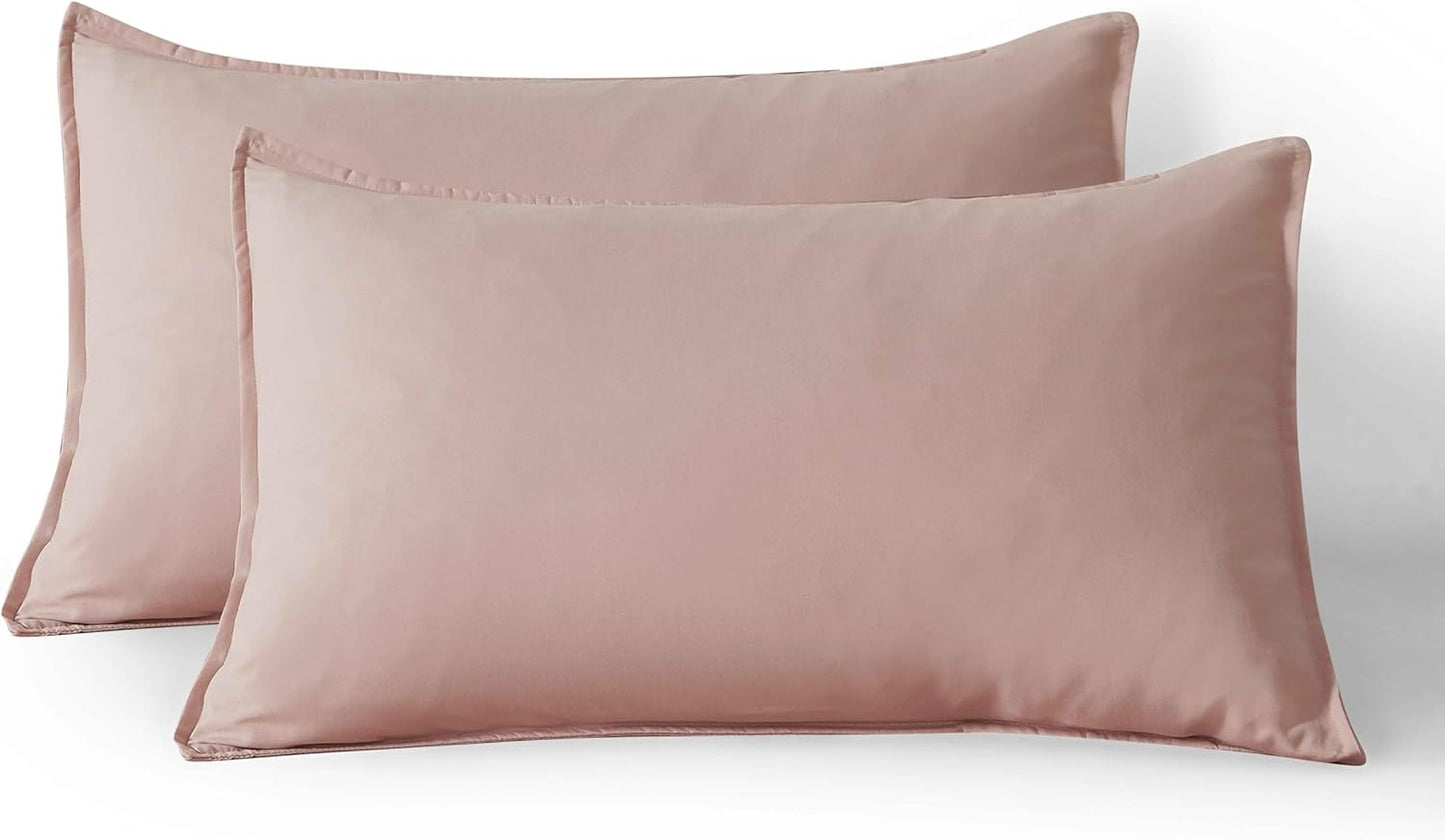 Vintage Washed Microfibre Quilt Cover Set (Pink, Double)
