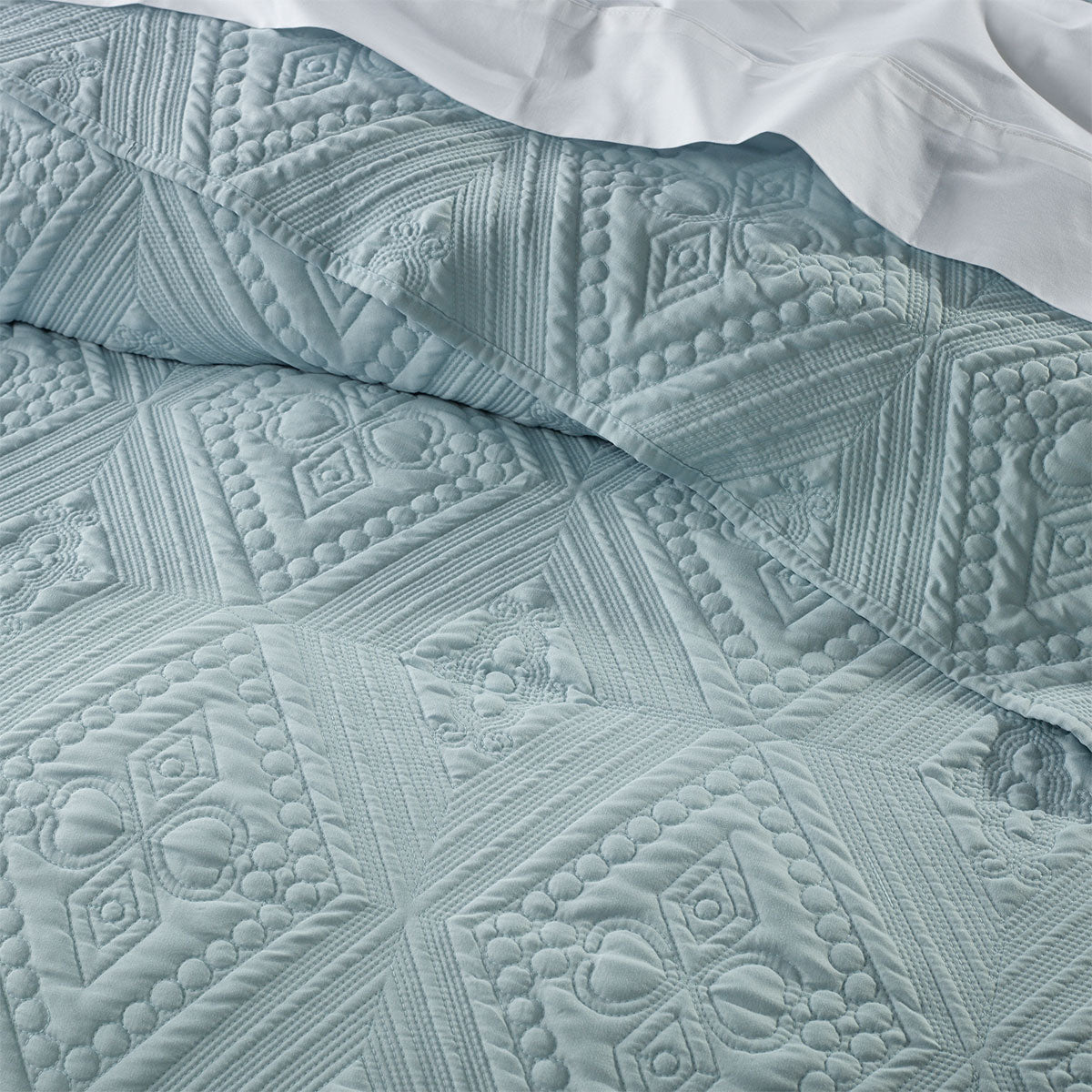 Bianca Aspen Sky Blue Embroidered Bedspread Set