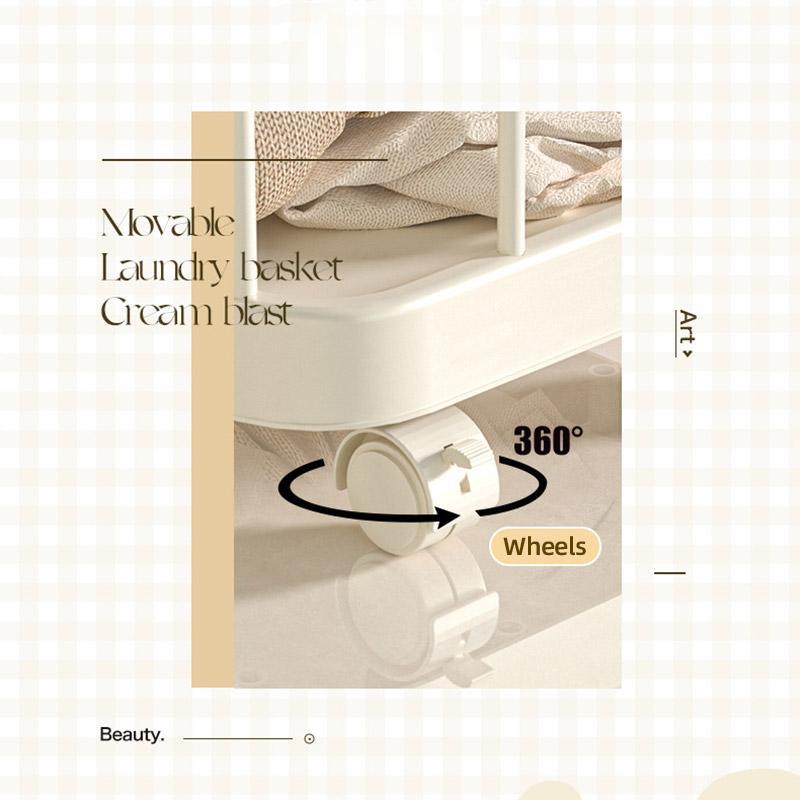 Removable Laundry Basket with Wheels – Slim Storage Bin, Cream