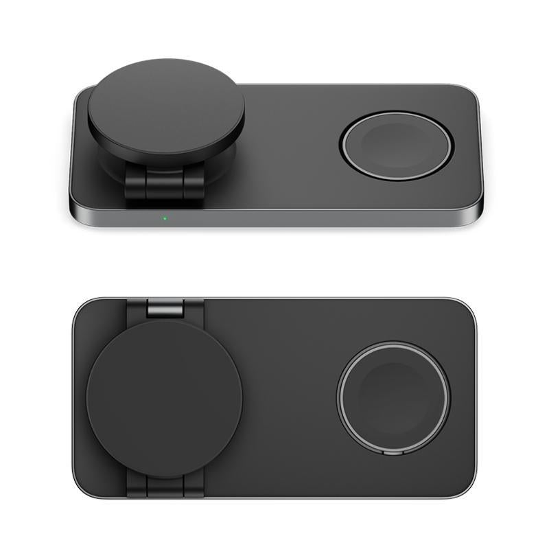 3 In 1 Magnetic Wireless Charging Dock For Apple Devices - Black
