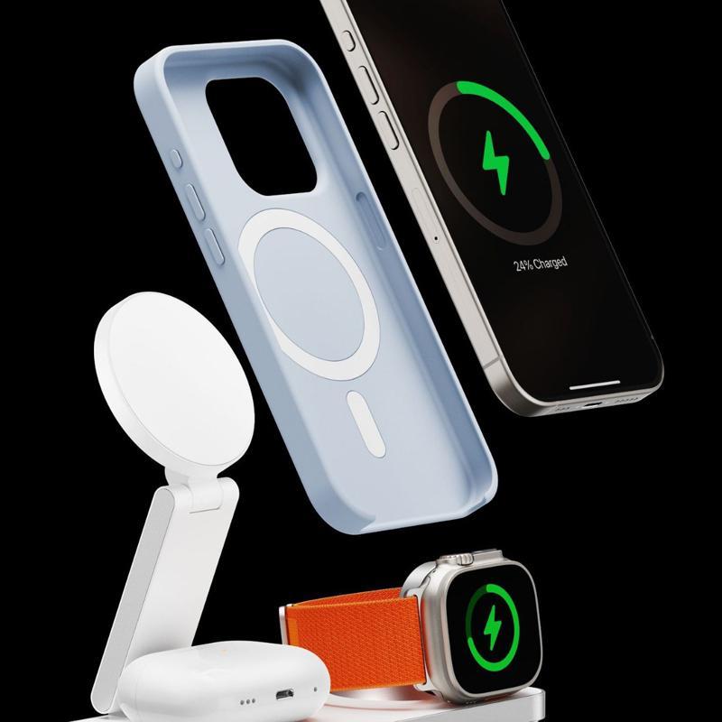 3 In 1 Magnetic Wireless Charging Dock For Apple Devices - Black