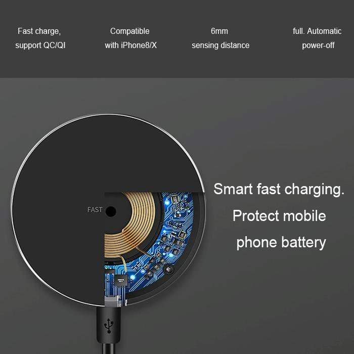 Ultra Thin Wireless Fast Charging Pad - Black