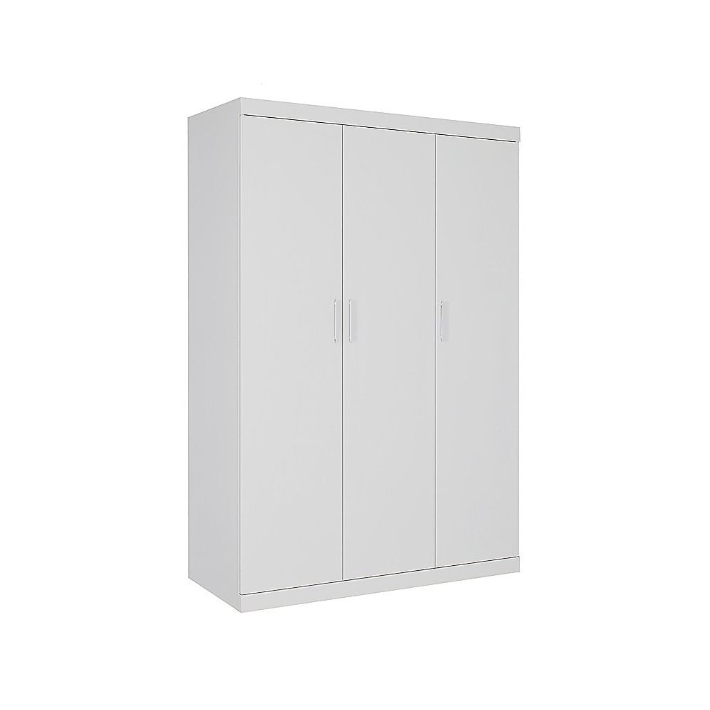 3 Door Wardrobe – White Finish, Hanging Rail & Shelves