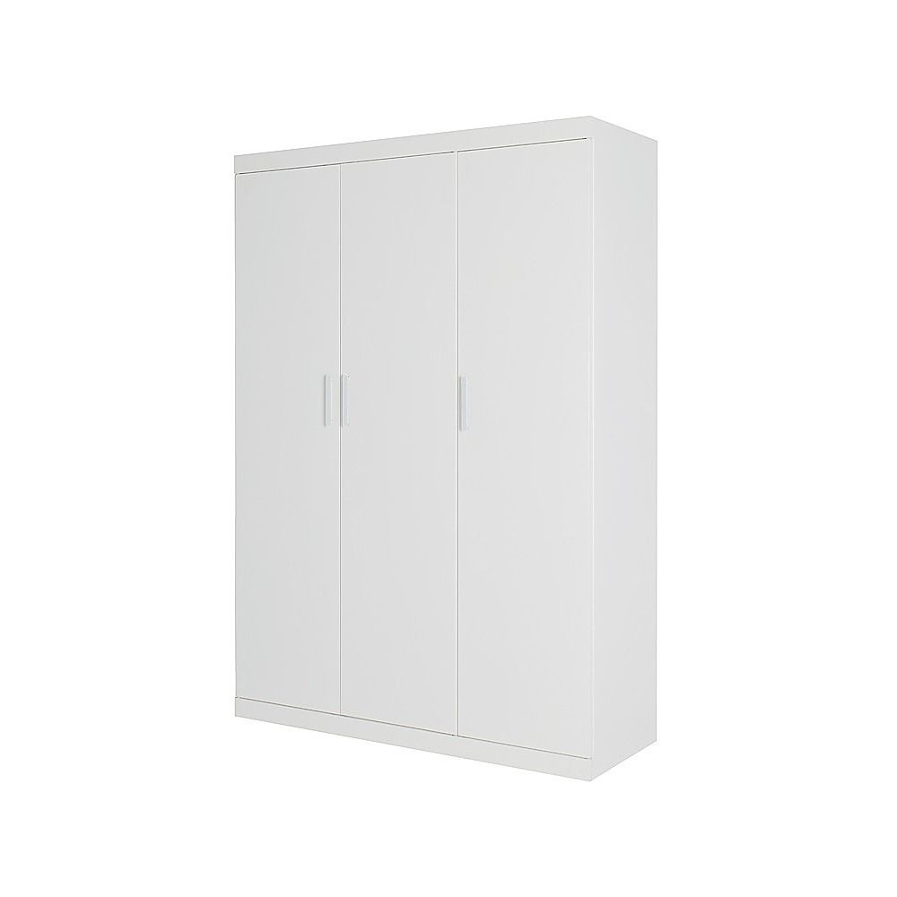 3 Door Wardrobe – White Finish, Hanging Rail & Shelves