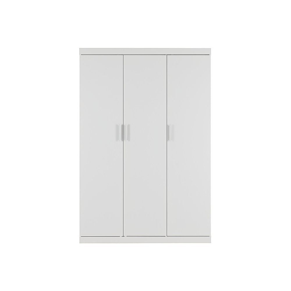3 Door Wardrobe – White Finish, Hanging Rail & Shelves