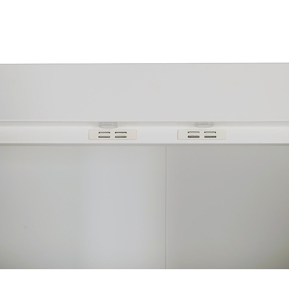 3-Door White Wardrobe – Gold Handles, Hanging Rail & Shelves