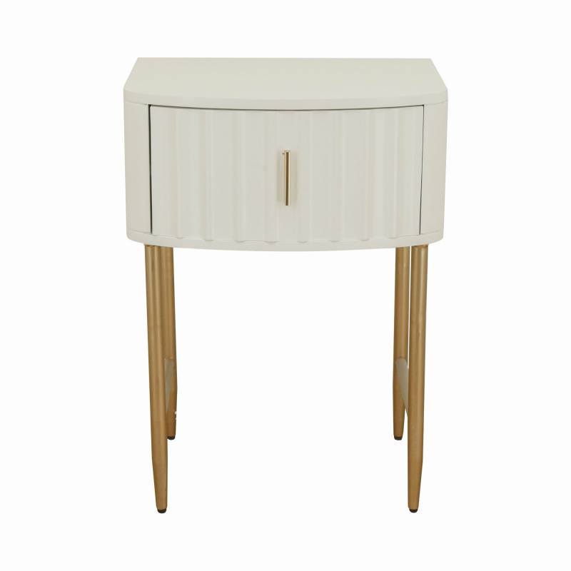 Arthur Bedside Table – Industrial Design, White & Gold, 48x66 cm
