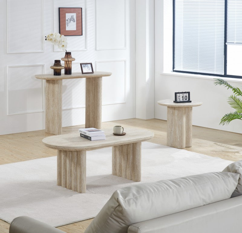 Side Table – Travertine Look, 50 cm
